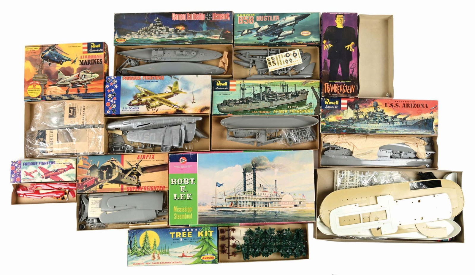LOT OF 11: VARIOUS 1950S & 1960S MODEL KITS & BOXES (1 of 2)