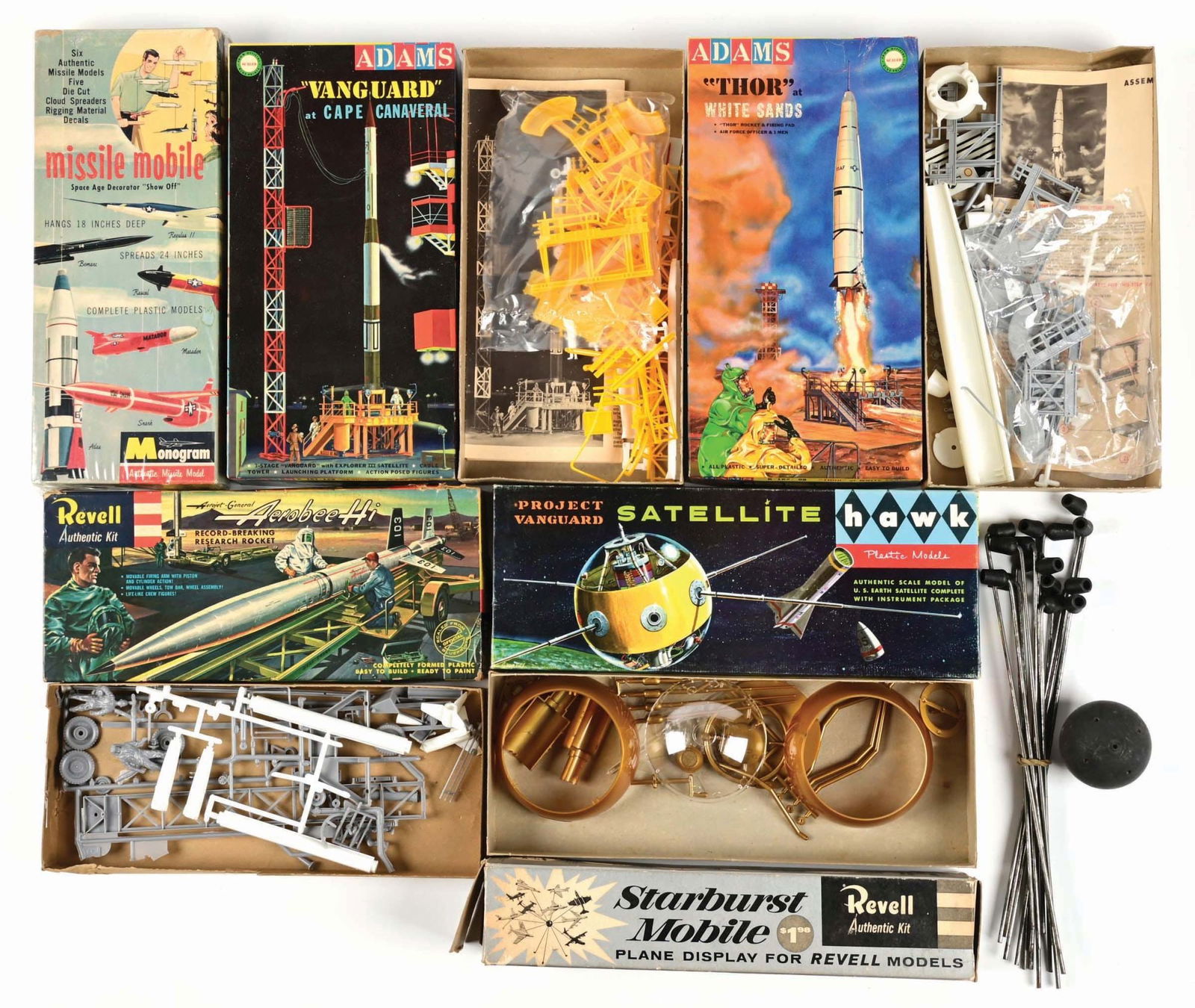 LOT OF 6: VARIOUS AMERICAN-MADE SPACE-RELATED MODEL KITS (1 of 2)