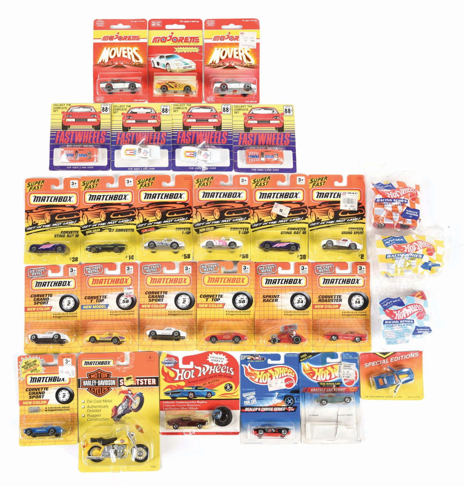 LOT OF 28: VARIOUS PACKAGED TOY CARS & MOTORCYCLE MODELS (1 of 1)