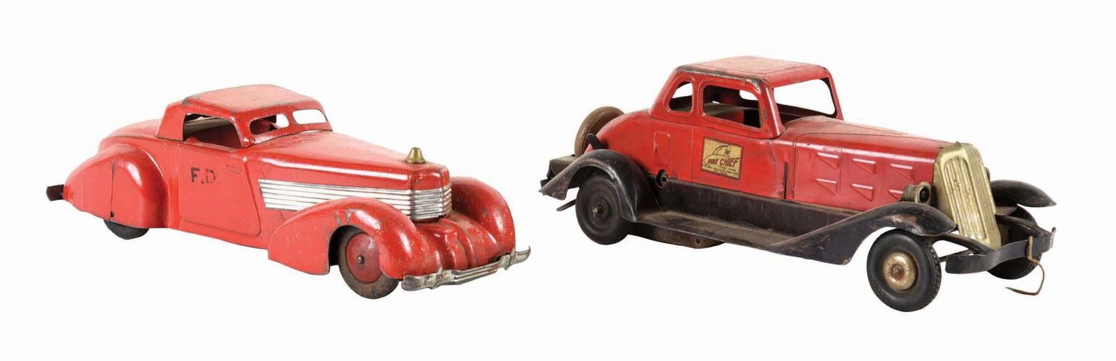 LOT OF 2: AMERICAN-MADE PRESSED STEEL FIRE CHIEF CARS (1 of 3)
