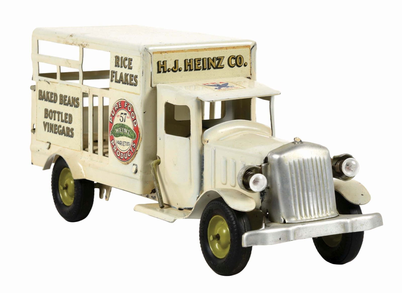 PRE-WAR PRESSED STEEL METAL CRAFT HEINZ PICKLE TRUCK (1 of 4)