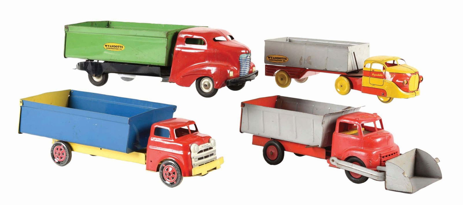 LOT OF 4: WYANDOTTE PRESSED STEEL & PLASTIC DUMP TRUCKS (1 of 3)