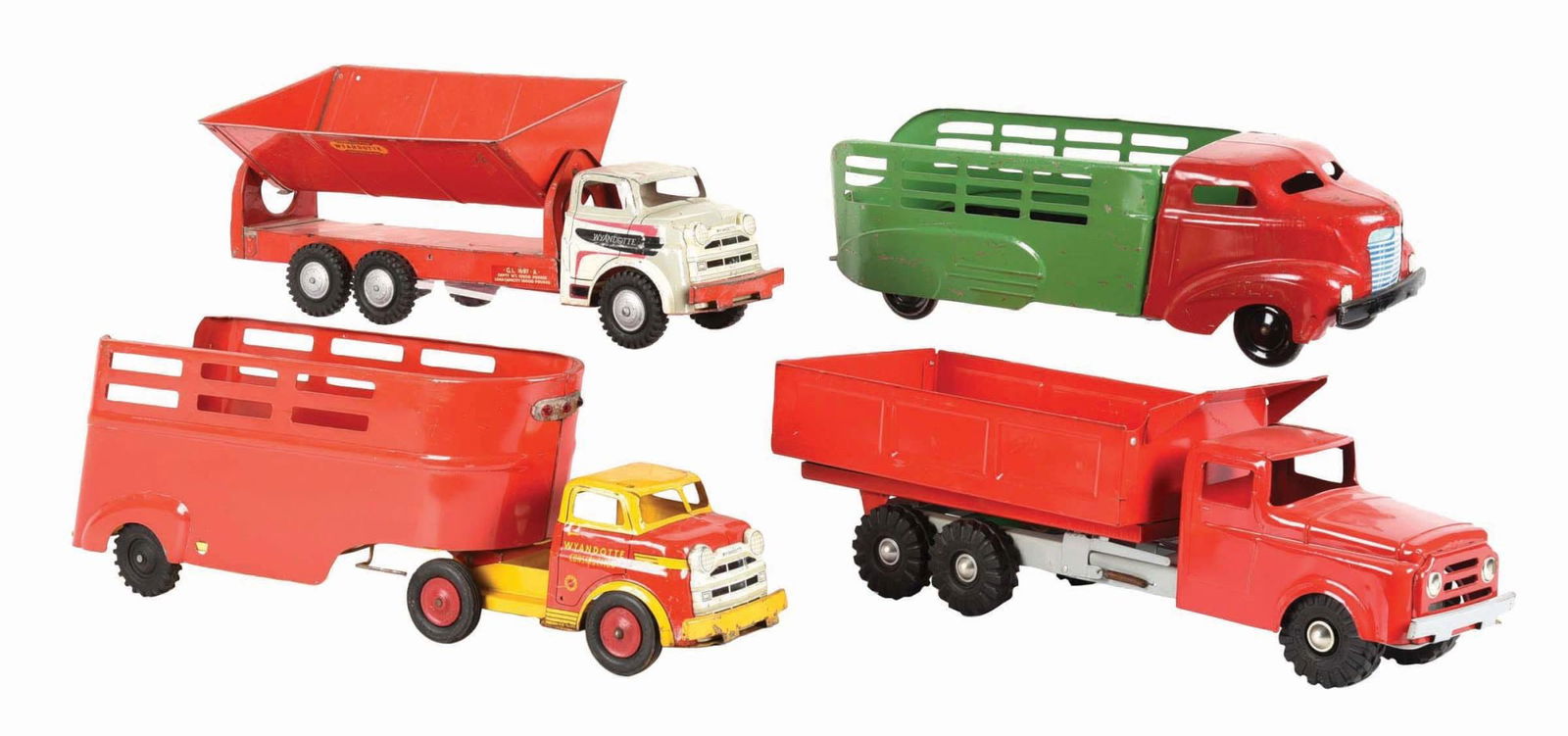 LOT OF 4: TIN LITHO & PRESSED STEEL WYANDOTTE TRUCKS (1 of 3)