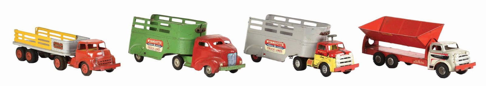 LOT OF 4: TIN LITHO & PRESSED STEEL WYANDOTTE TRUCKS (1 of 3)