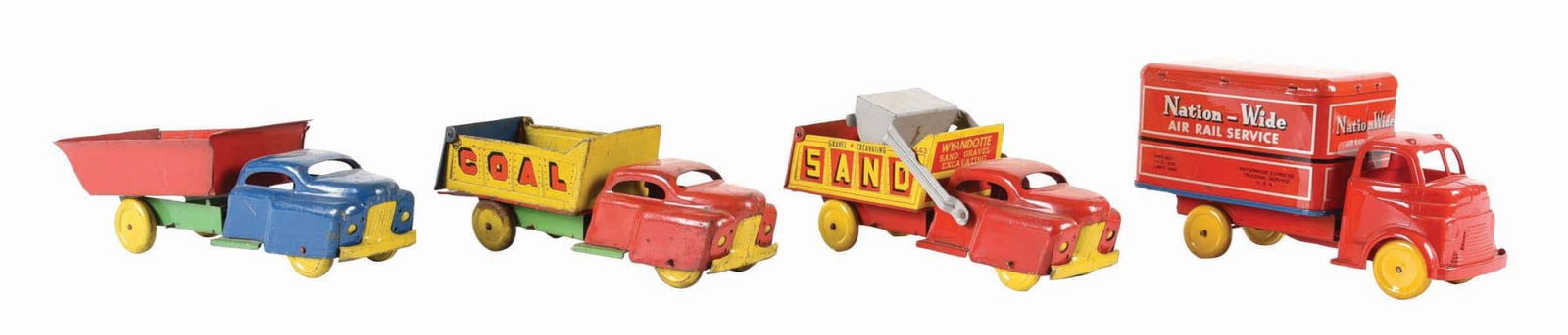 LOT OF 4: VARIOUS TIN LITHO, PRESSED STEEL & PLASTIC WYANDOTTE TRUCKS (1 of 3)