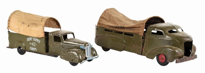 LOT OF 2: WYANDOTTE PRESSED STEEL ARMY TRUCKS