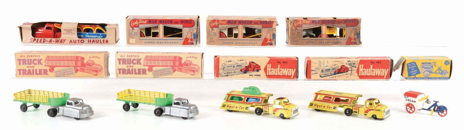 LOT OF 9: VARIOUS TIN LITHO & PLASTIC WYANDOTTE TOYS IN ORIGINAL BOXES (1 of 2)