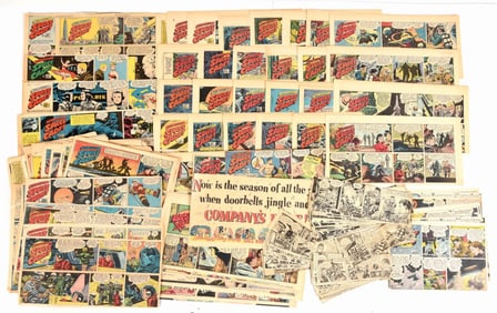 LARGE LOT OF APPROX. 50 1950'S TOM CORBETT SPACE CADET & OTHER SPACE-RELATED COMIC STRIPS MOSTLY IN