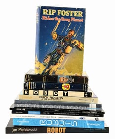 LOT OF 11: VARIOUS VINTAGE & CONTEMPORARY ROBOT, BOOKS & CATALOGS