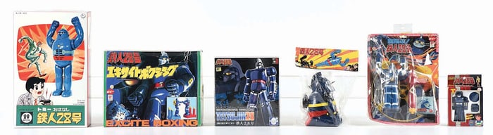 LOT OF 6: VARIOUS JAPANESE & CHINESE TETSUJIN FIGURES W/ ORIGINAL BOXES OR HEADER CARDS
