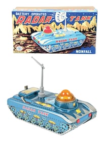 JAPANESE TIN LITHO BATTERY-OPERATED RADAR TANK