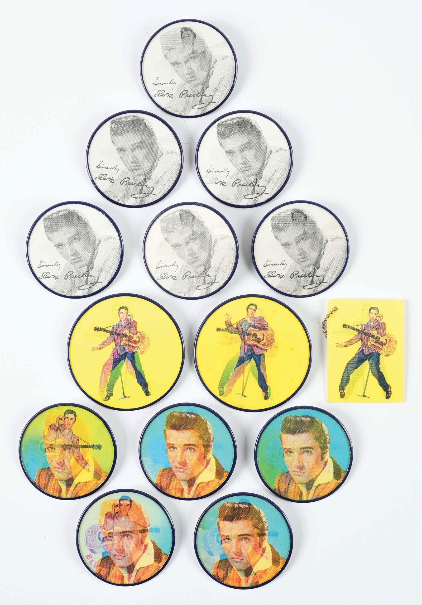 LOT OF 14: VARIOUS VINTAGE ELVIS PRESLEY FLICKER BUTTONS (1 of 3)