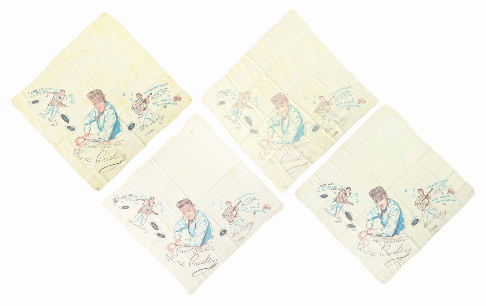 LOT OF 4: VINTAGE ELVIS PRESLEY SCARVES (1 of 5)