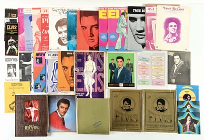 LARGE LOT OF APPROXIMATELY 25 DIFFERENT ELVIS PRESLEY MEMORABILIA ITEMS