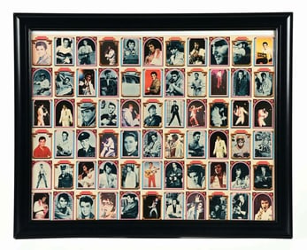 FRAMED POSTER W/ COLLECTION OF ELVIS PRESLEY'S COLOR PICTURE CARDS