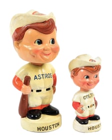 PAIR OF HOUSTON ASTROS & COLTS BASEBALL NODDERS