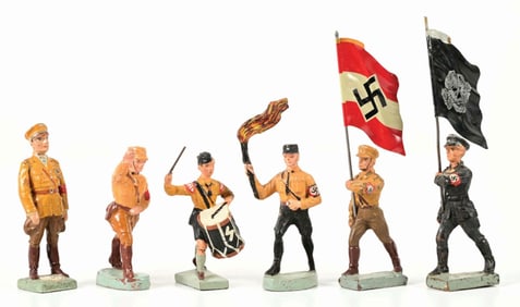 LOT OF 6: WWII-TYPE GERMAN NAZI SOLDIER FIGURES ELASTOLIN GERMAN SOLDIERS