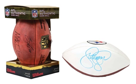 LOT OF 2: CONTEMPORARY PITTSBURGH STEELERS AUTOGRAPHED FOOTBALLS