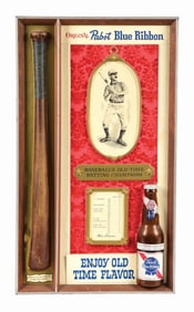 PABST BLUE RIBBON OLD TIME BATTING CHAMPIONS ADVERTISING SIGN