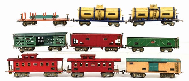 LOT OF 9: AMERICAN FLYER STANDARD GAUGE FREIGHT CARS