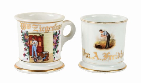 LOT OF 2: GLASS BLOWER SHAVING MUGS