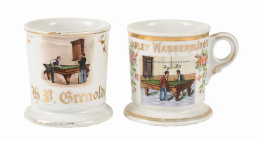 LOT OF 2: POOL SHOOTER SHAVING MUGS