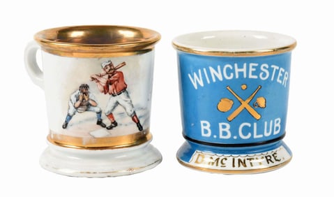 LOT OF 2: BASEBALL-RELATED SHAVING MUGS