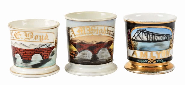 LOT OF 3: BRIDGE MAKER SHAVING MUGS