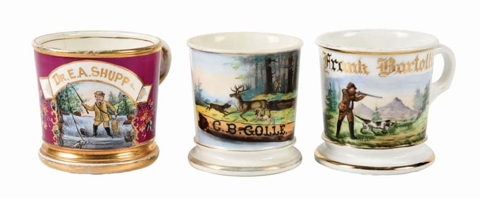 LOT OF 3: SPORTSMAN SHAVING MUGS