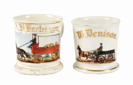 LOT OF 2: DELIVERY WAGON SHAVING MUGS