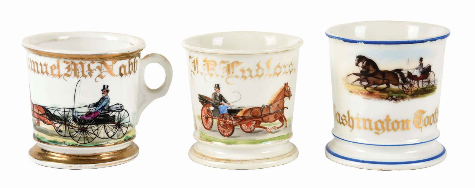LOT OF 3: HORSE-DRAWN CARRIAGE SHAVING MUGS (1 of 4)