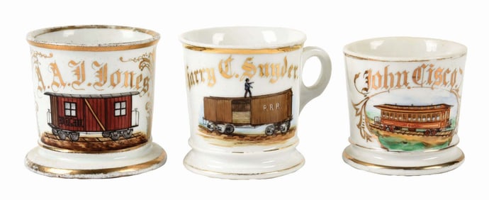 LOT OF 3: TRAIN CAR SHAVING MUGS