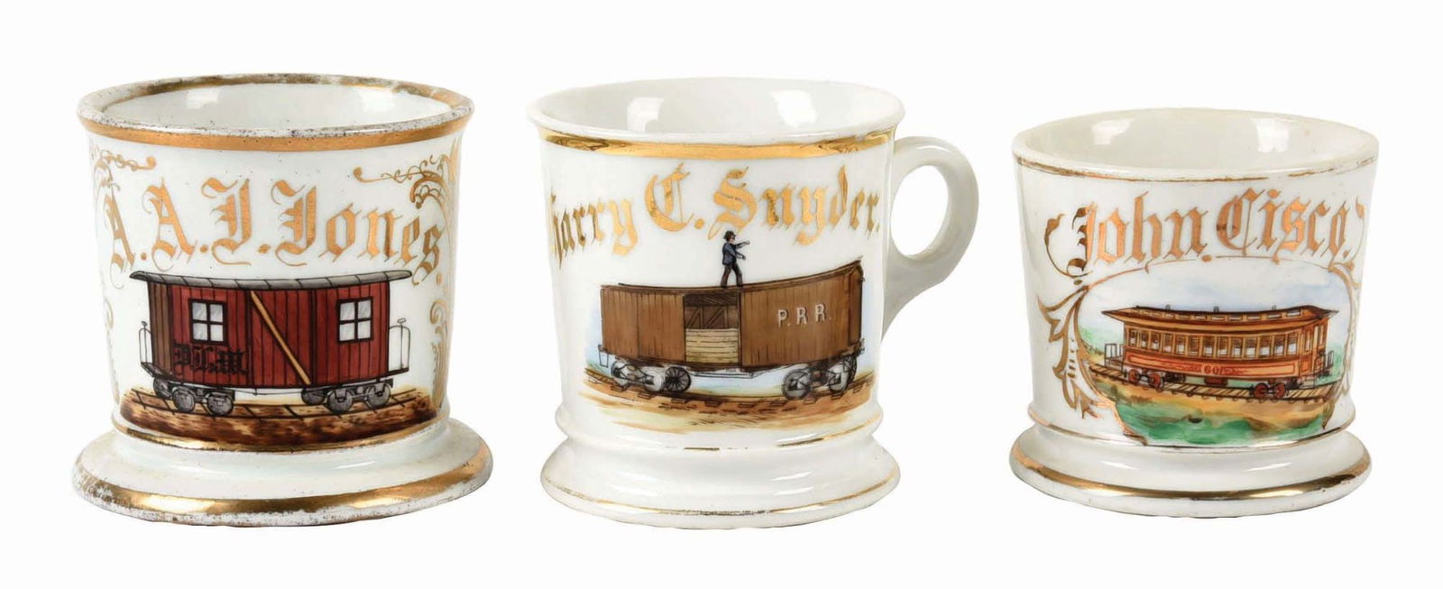 LOT OF 3: TRAIN CAR SHAVING MUGS (1 of 4)