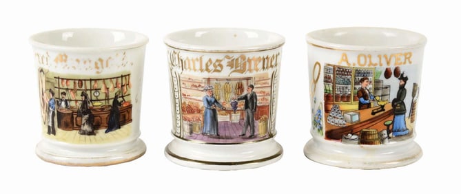 LOT OF 3: RETAILER SHAVING MUGS