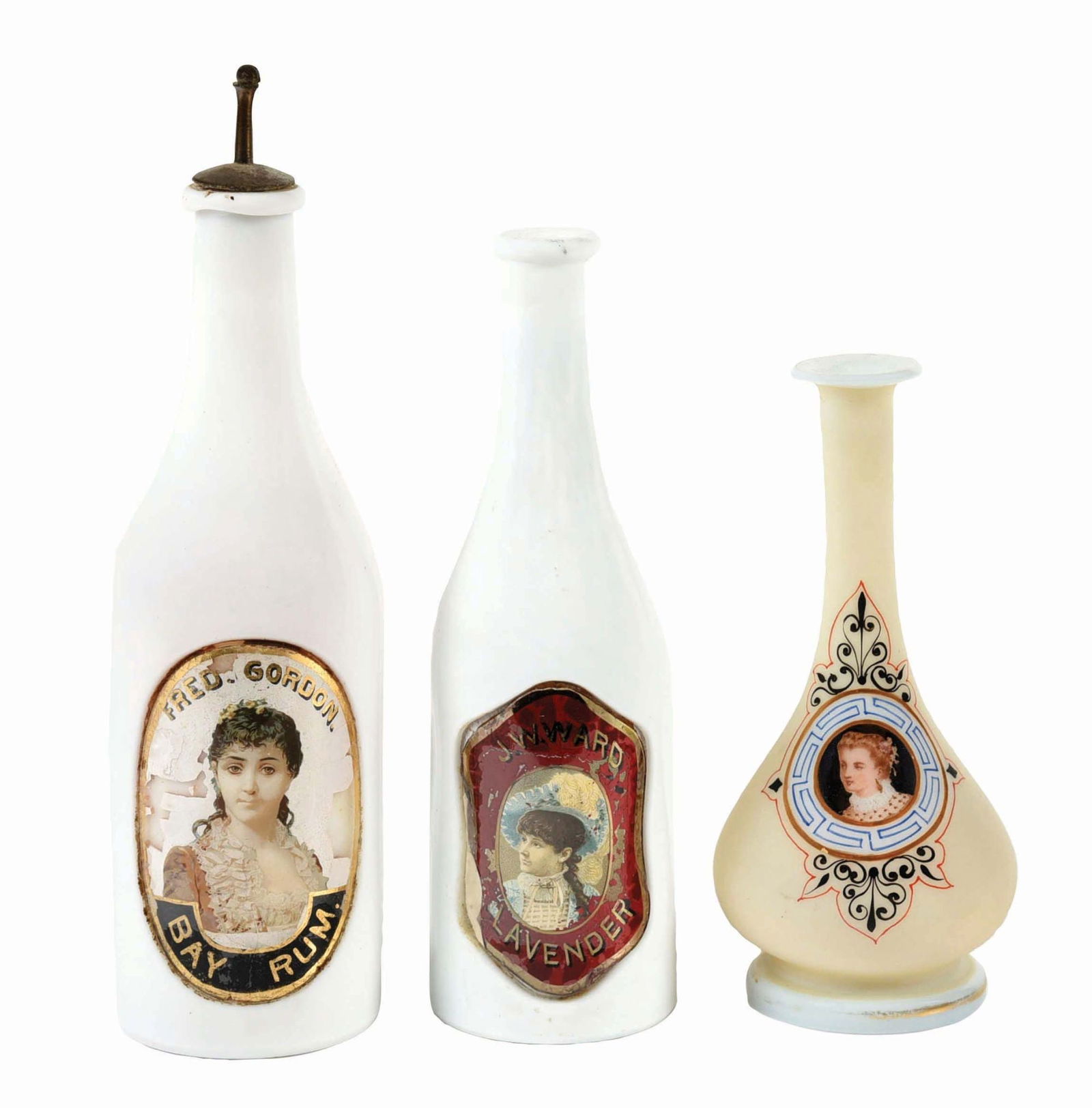 LOT OF 3: LABELED INNER GLASS SHAVING MUGS (1 of 4)