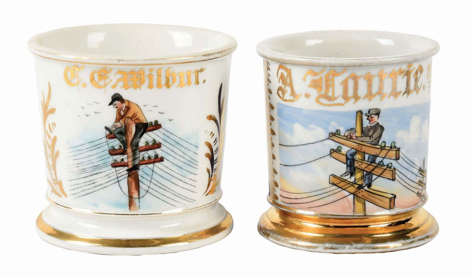 LOT OF 2: ELECTRICIAN LINE WORKER SHAVING MUGS (1 of 5)