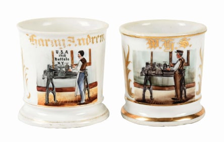 LOT OF 2: MACHINIST SHAVING MUGS