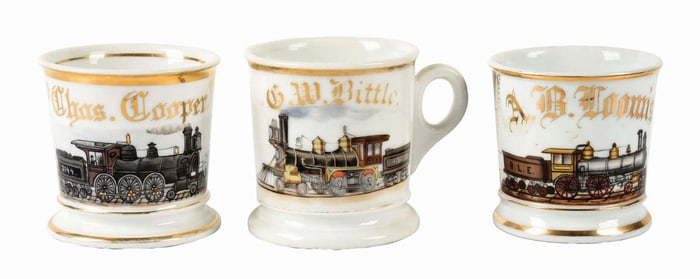 LOT OF 3: TRAIN SHAVING MUGS