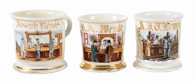 LOT OF 3: RETAILED-RELATED SHAVING MUGS