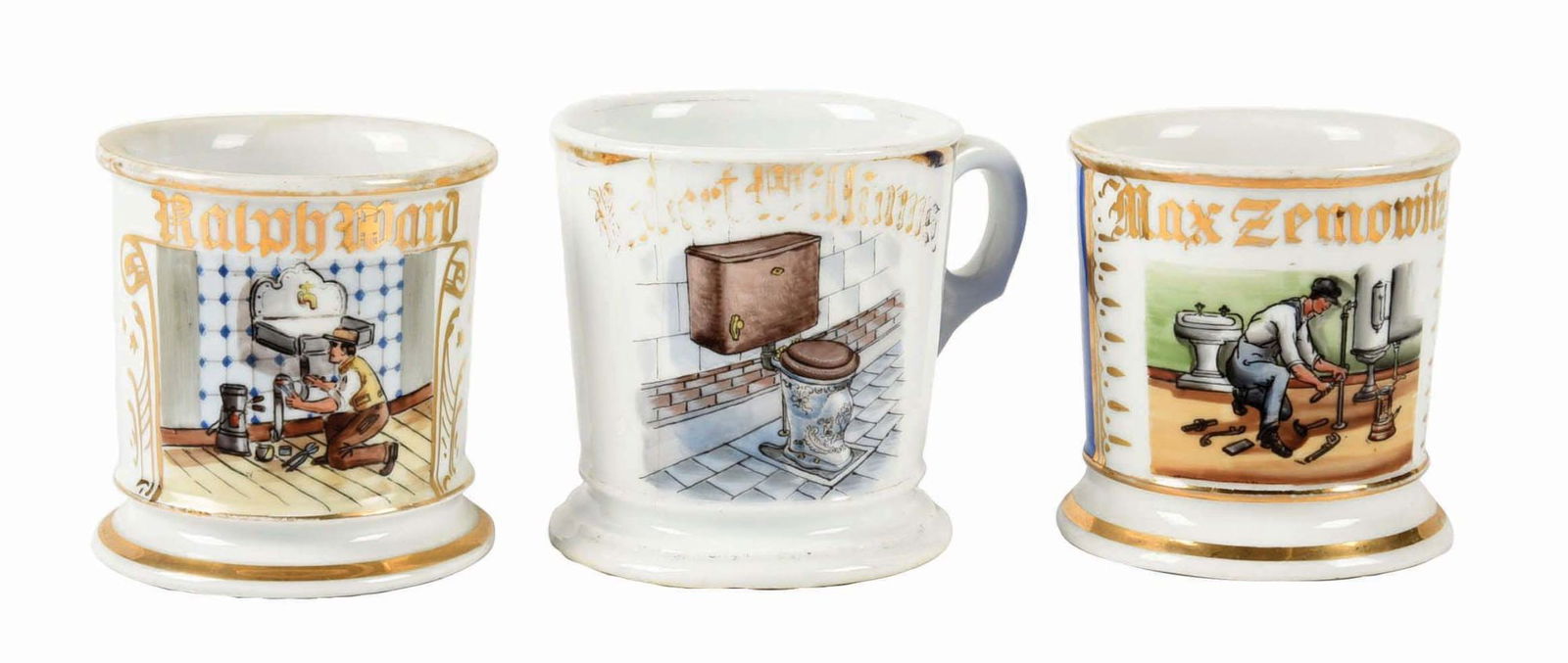 LOT OF 3: PLUMBERS SHAVING MUGS (1 of 4)