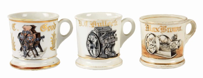 LOT OF 3: MACHINIST SHAVING MUGS