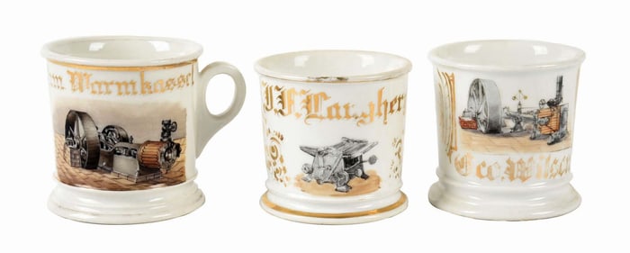 LOT OF 3: MACHINIST SHAVING MUGS