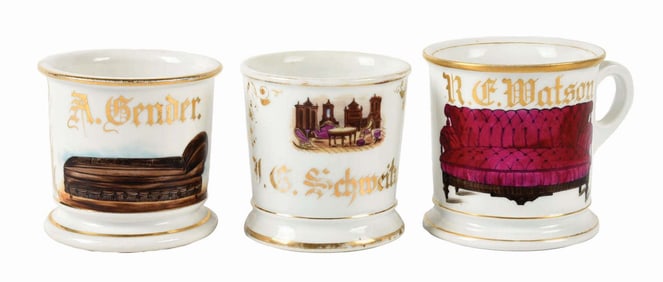 LOT OF 3: FURNITURE MAKER SHAVING MUGS