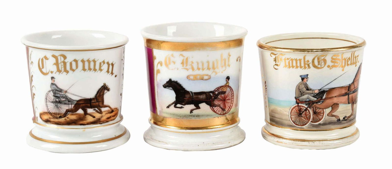 LOT OF 3: HORSE RACING SHAVING MUGS (1 of 4)