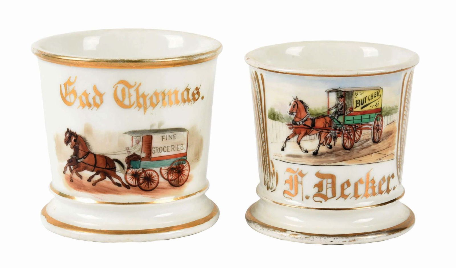 LOT OF 2: HORSE-DRAWN WAGON SHAVING MUGS (1 of 5)