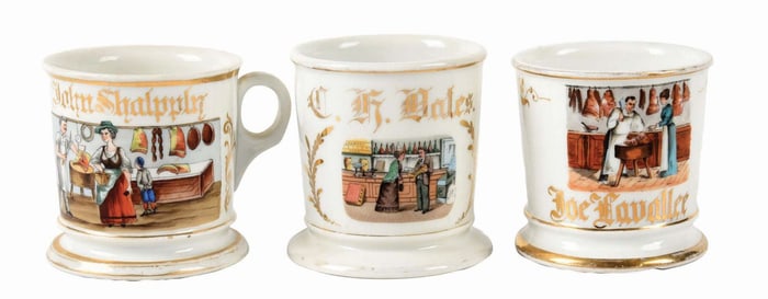 LOT OF 3: RETAILER SHAVING MUGS