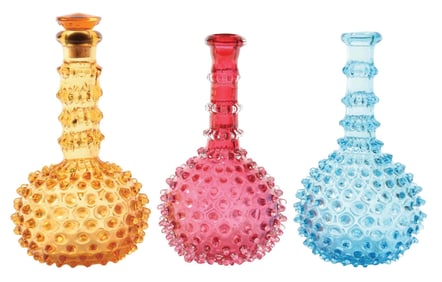 COLLECTION OF 3: HOBNAIL BARBERSHOP BOTTLES.