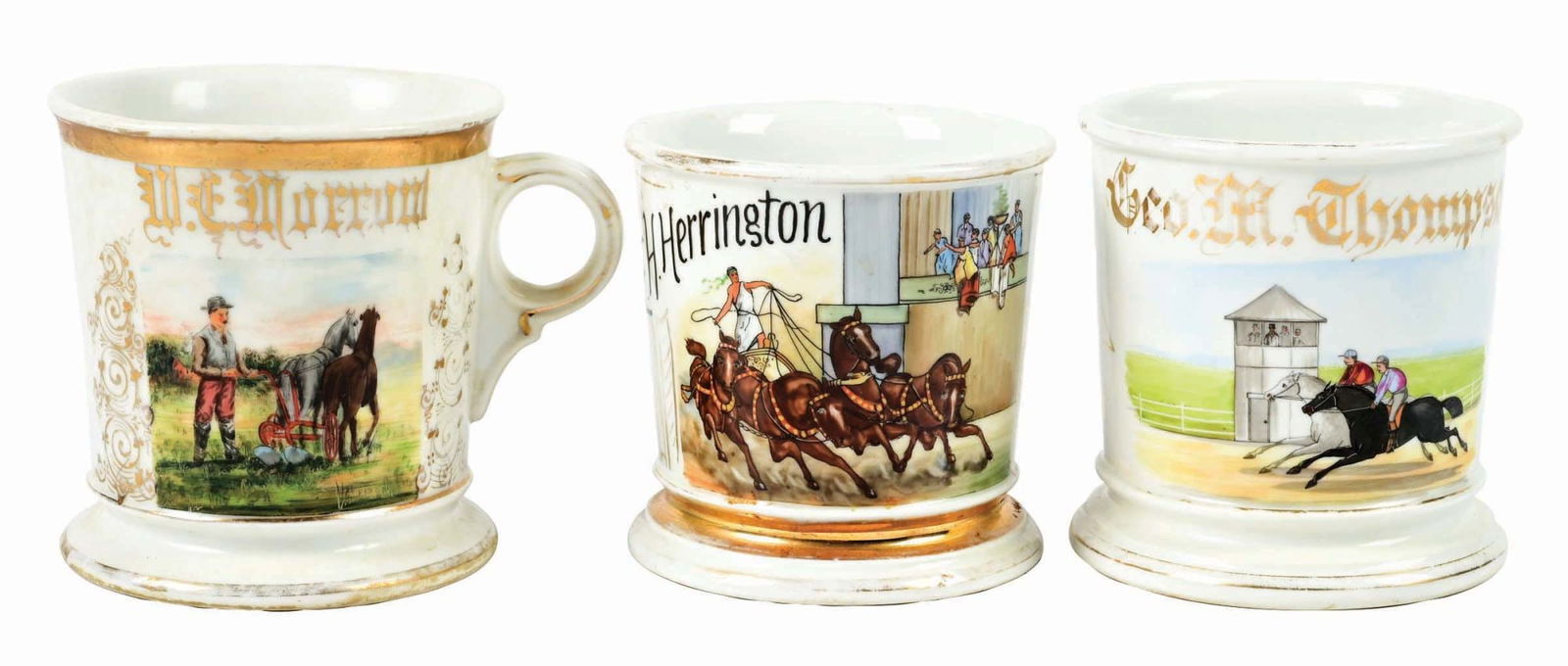 LOT OF 3: VARIOUS HORSE DRAWN SHAVING MUGS (1 of 4)