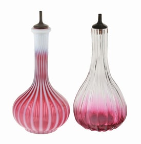 LOT OF 2: EARLY CRANBERRY GLASS TONIC BOTTLES