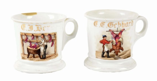 LOT OF 2: BUTCHER OCCUPATIONAL SHAVING MUGS